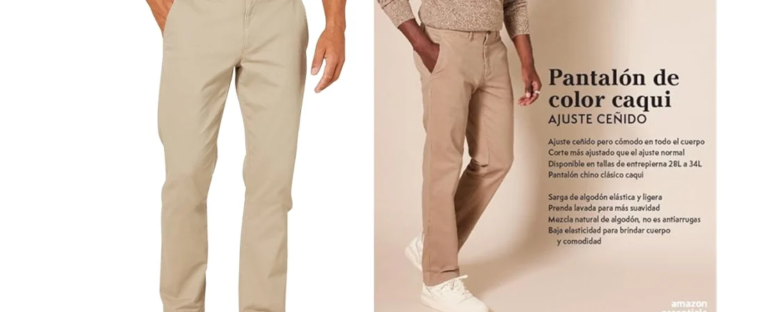 Chollo Pantalones chinos de pitillo Amazon Essentials para hombre por sólo 15,80€ (-24%)